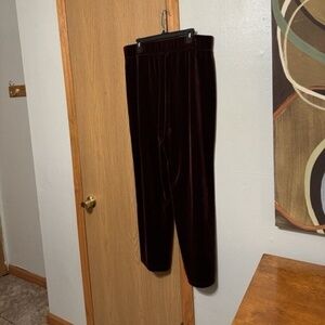 Susan Graver Size 1XP Solid Red Pull-On Wide Leg Velvet Pants w/28.5" Inseam